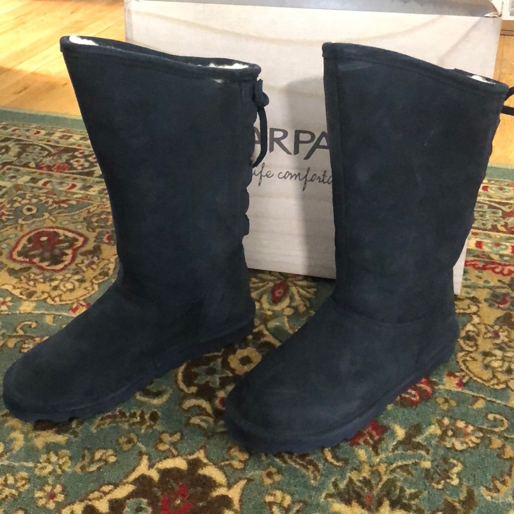 New Bearpaw blue suede boots.